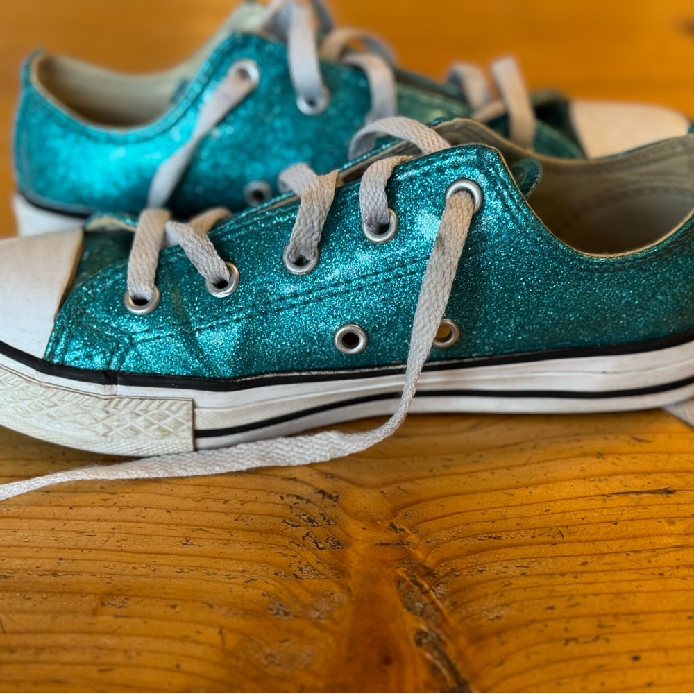 Converse Kids Shimmering Teal Sneakers - Picture 5 of 12